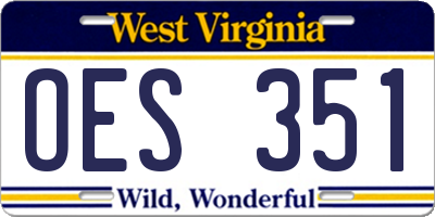 WV license plate OES351