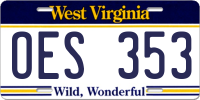 WV license plate OES353