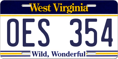 WV license plate OES354