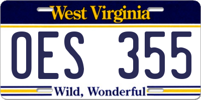 WV license plate OES355