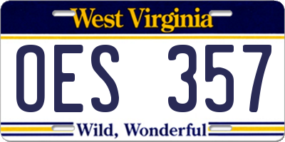 WV license plate OES357