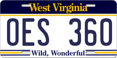 WV license plate OES360