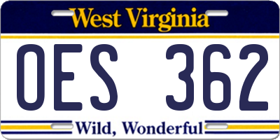 WV license plate OES362