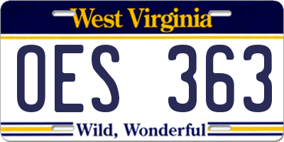WV license plate OES363