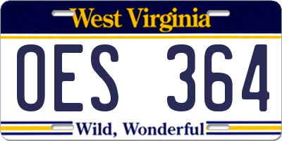 WV license plate OES364