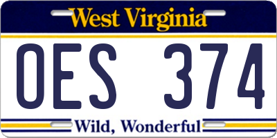 WV license plate OES374