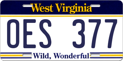 WV license plate OES377