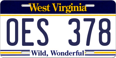 WV license plate OES378