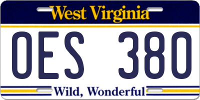 WV license plate OES380
