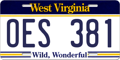 WV license plate OES381