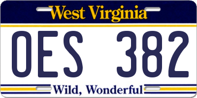 WV license plate OES382