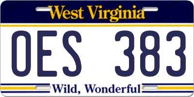 WV license plate OES383