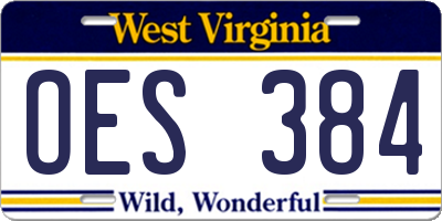 WV license plate OES384