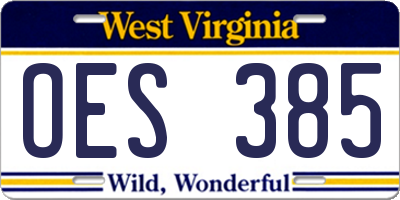 WV license plate OES385