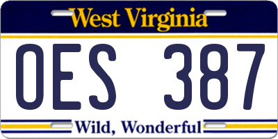 WV license plate OES387