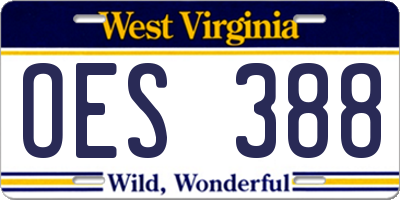 WV license plate OES388