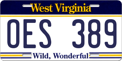 WV license plate OES389