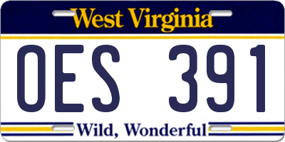WV license plate OES391