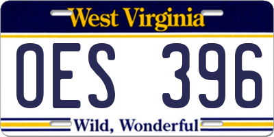 WV license plate OES396