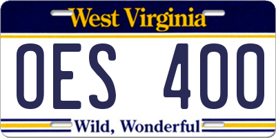 WV license plate OES400
