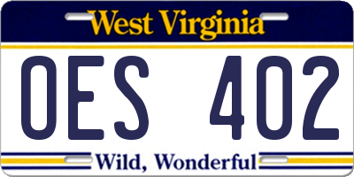 WV license plate OES402