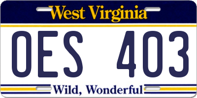 WV license plate OES403
