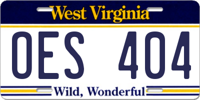 WV license plate OES404