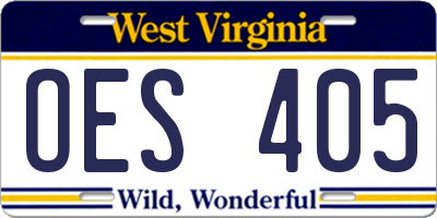 WV license plate OES405