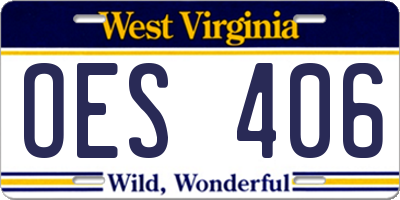 WV license plate OES406