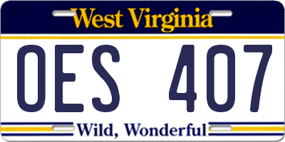 WV license plate OES407