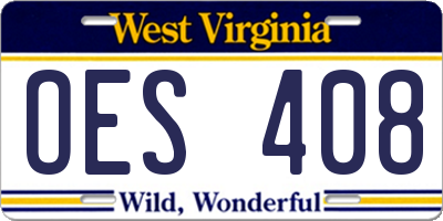 WV license plate OES408