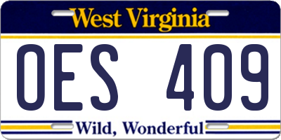 WV license plate OES409