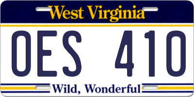 WV license plate OES410