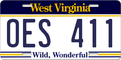 WV license plate OES411