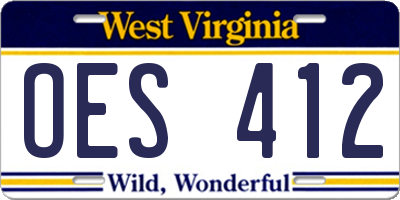 WV license plate OES412