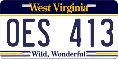 WV license plate OES413