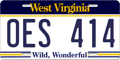 WV license plate OES414