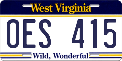 WV license plate OES415