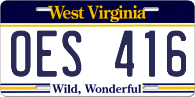 WV license plate OES416
