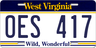 WV license plate OES417