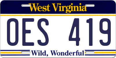WV license plate OES419