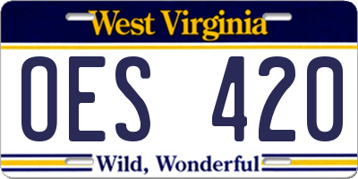 WV license plate OES420