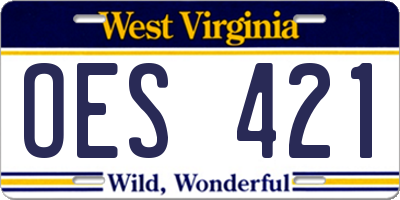 WV license plate OES421