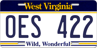 WV license plate OES422