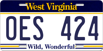 WV license plate OES424