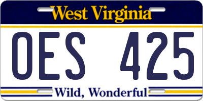WV license plate OES425