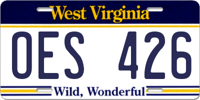WV license plate OES426