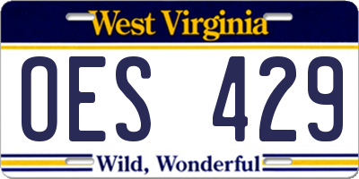 WV license plate OES429