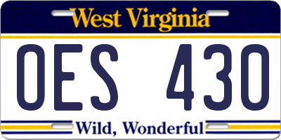 WV license plate OES430