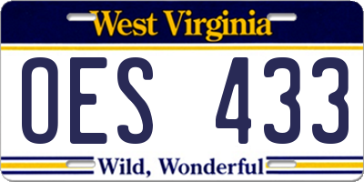 WV license plate OES433